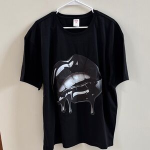 Black Graphic Lip Drip T-Shirt